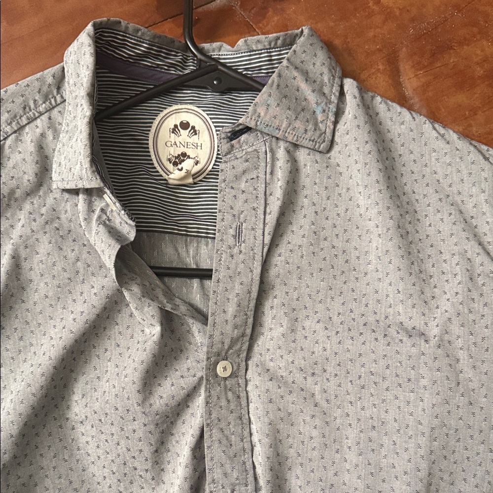 Ganesh Blue Patterned Men's Shirt Size M